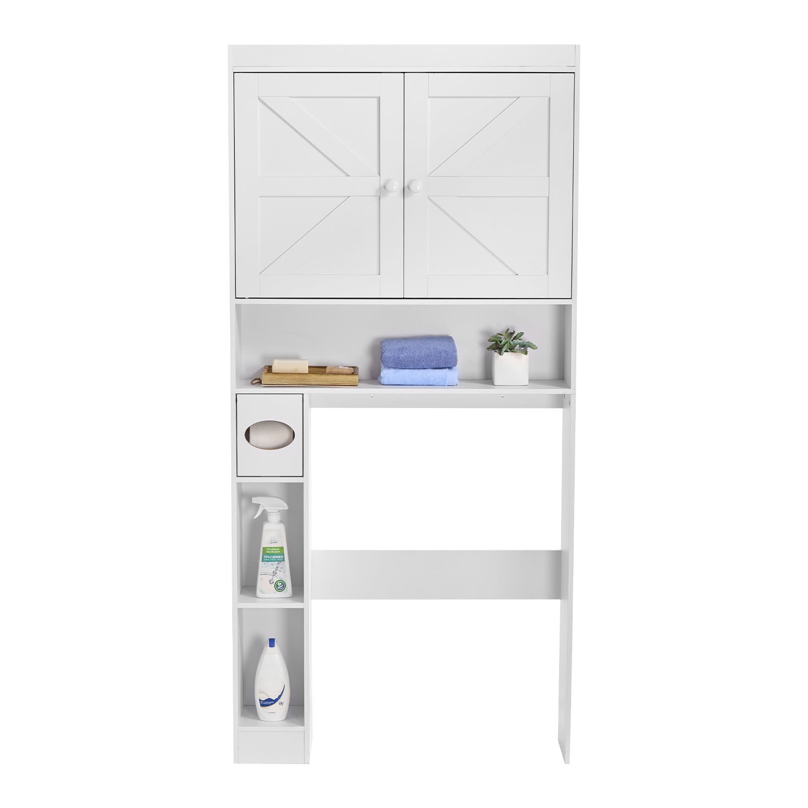 Over The Toilet Storage Cabinet With Adjustable Shelves White_voghion.com